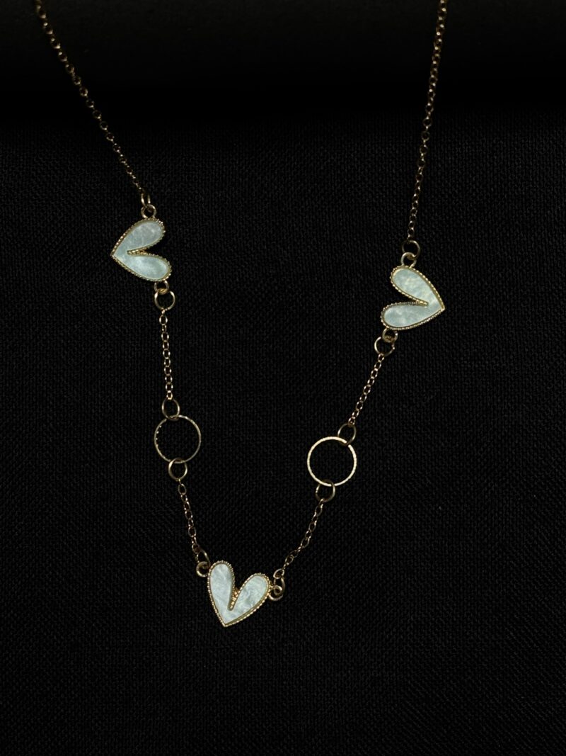 Marble Accent Triple Heart Pendant