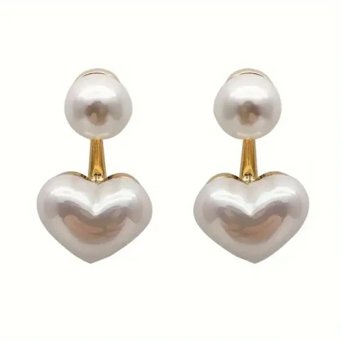Hypoallergenic Heart-Shaped Faux Stud Earrings