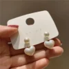 Hypoallergenic Heart-Shaped Faux Stud Earrings - Image 3