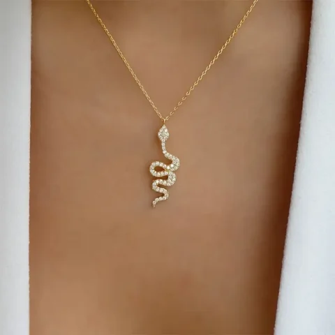 Rhinestone Animal Snake Style Women's Pendant Necklace