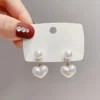 Hypoallergenic Heart-Shaped Faux Stud Earrings - Image 2