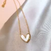 Vintage Elegant Heart-Shaped Mother-of-Pearl Pendant Necklace