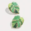 Women'S Colorful Enamel Leaf Dangle Earrings