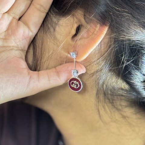 maroon-link-dropeearrings
